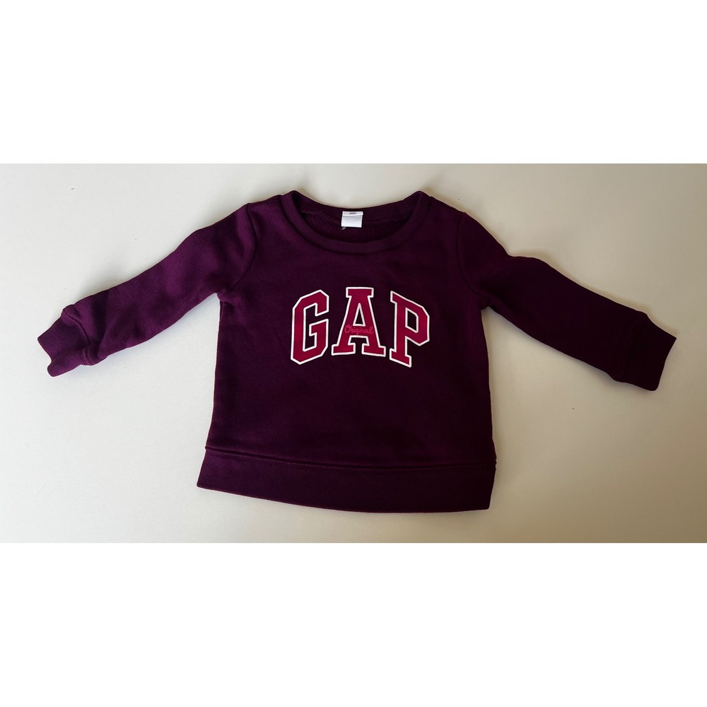 GAP Baby Girl's Crew Neck Sweatshirt Top‎ Logo Active Beach Plum 12-18 Months